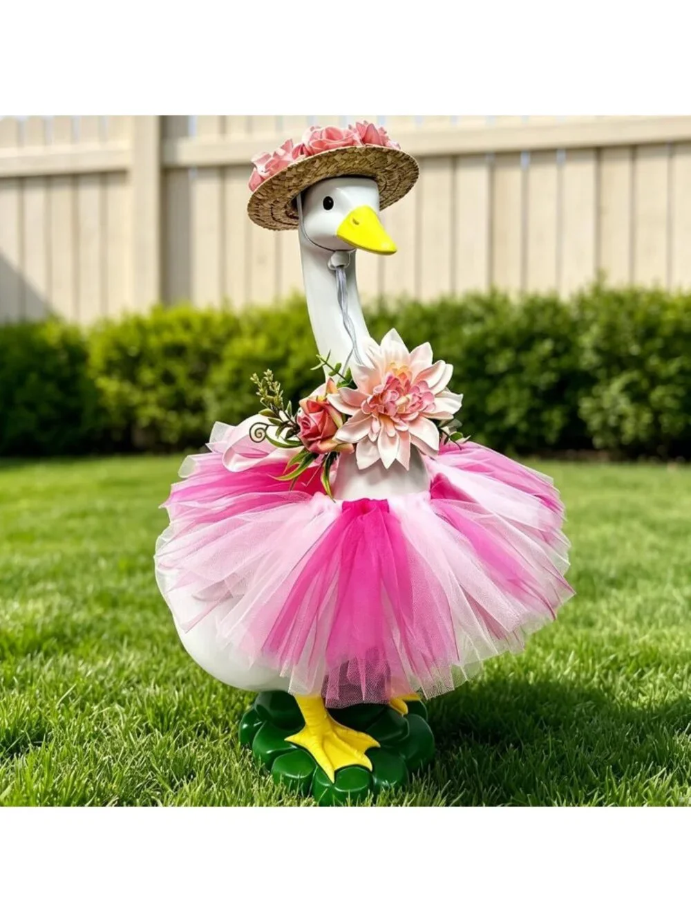 Charming Outdoor Goose Statue Outfit, Large Resin Garden Duck Decor, Perfect for